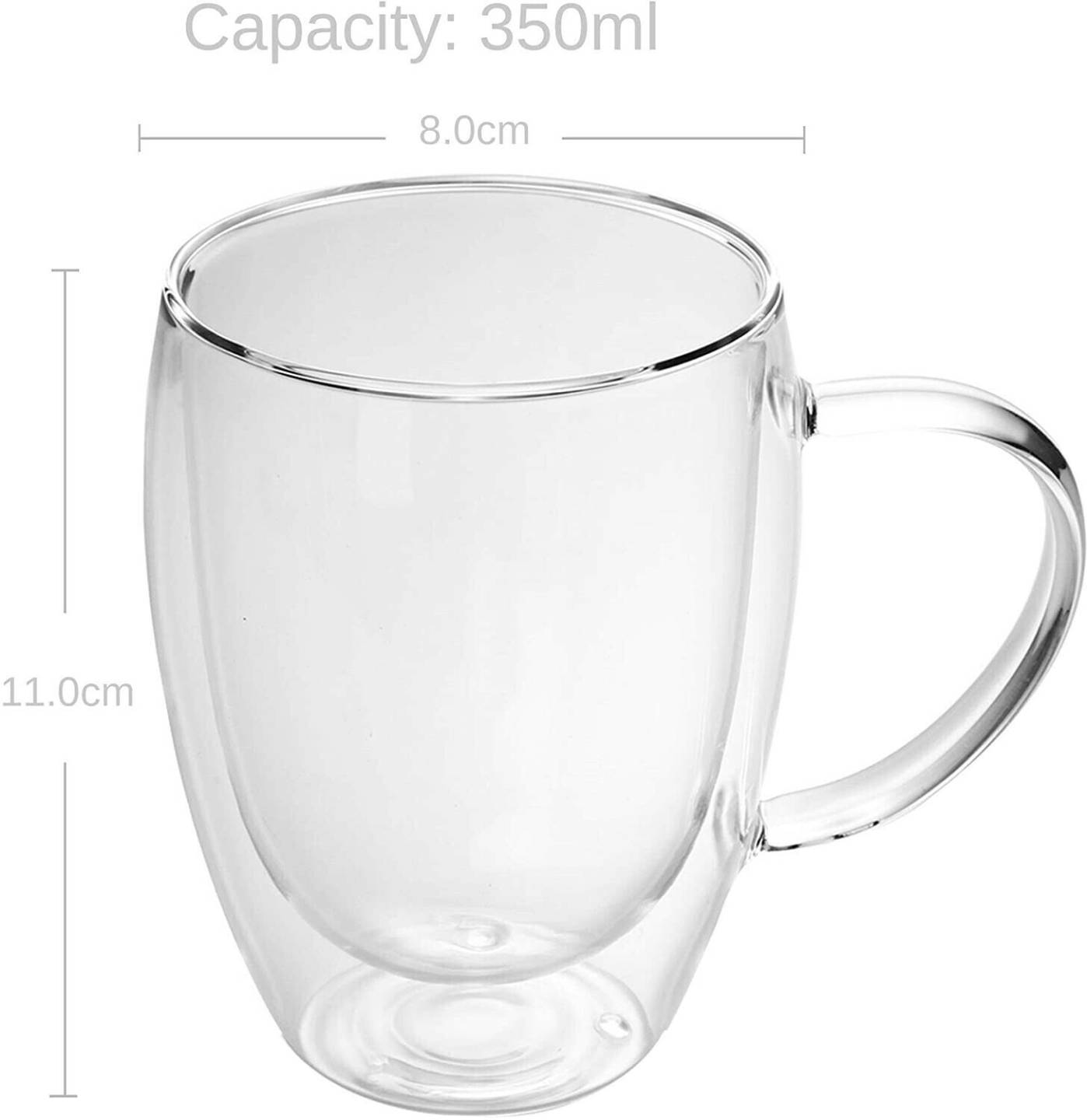 Intirilife 4x double-walled thermo glass set in 300 - 400ml in Verres à café & à thé