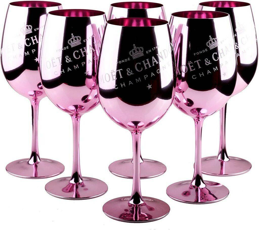 Moët & Chandon 6X Imperial Glasses Real Glass Pink Rose Pink Verres à champagne