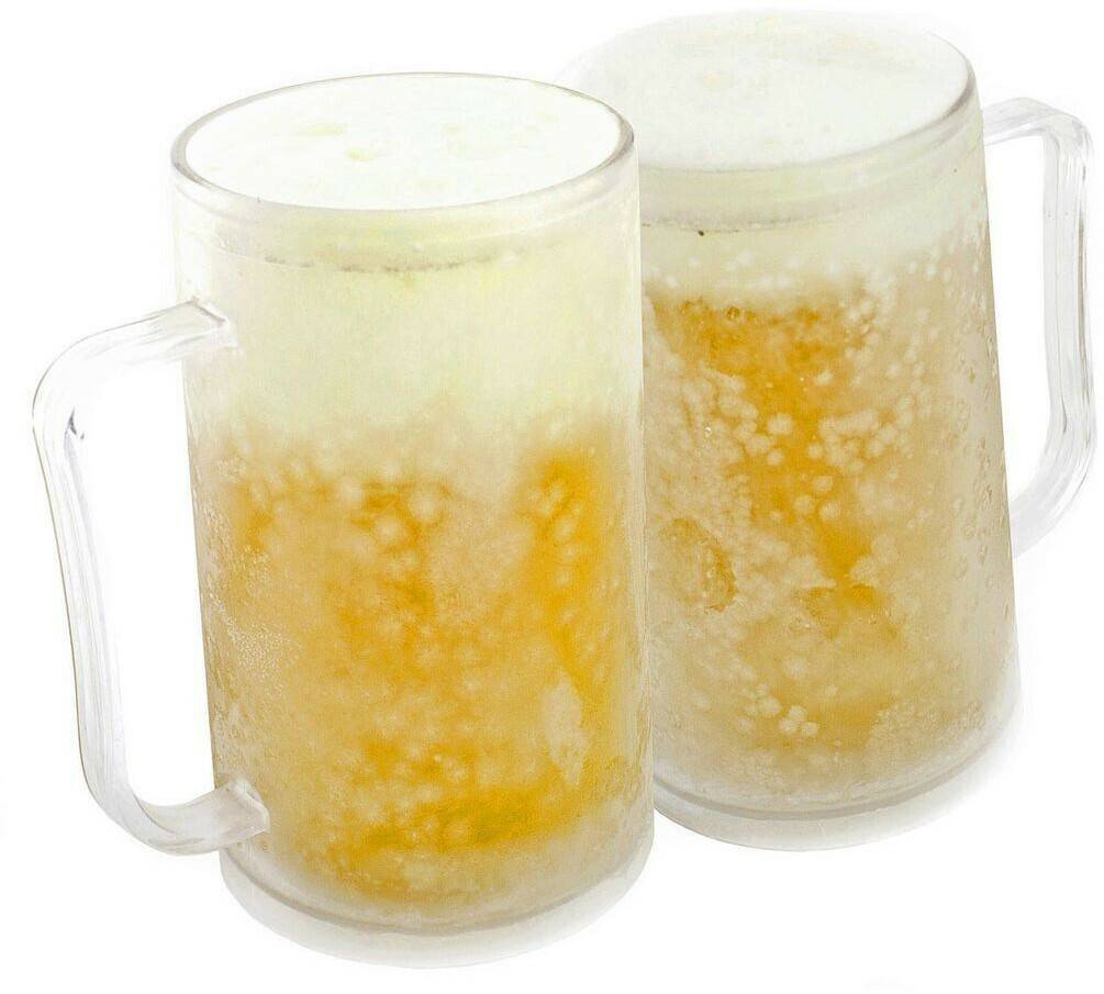 Goodsngadgets Set of 2 beer mugs for freezing: Frozen Mug Ice jug cooling cup drinking glass with ice pack 2x400 ml Verres à bière