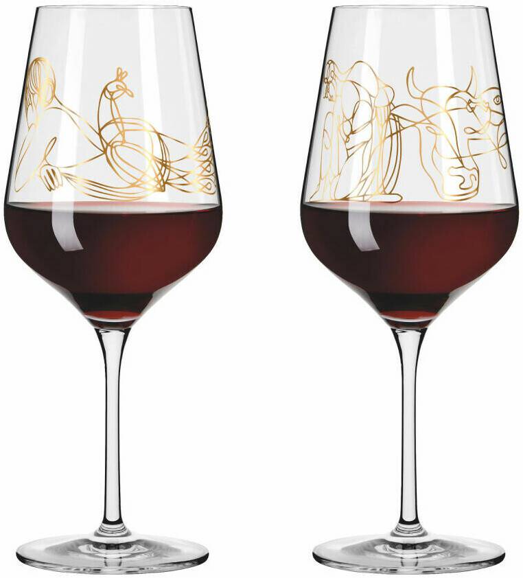 Verres à vin Ritzenhoff Red wine glass set of 2 Sagengold 001, Burkhard Neie, crystal glass, 570 ml, 3401001