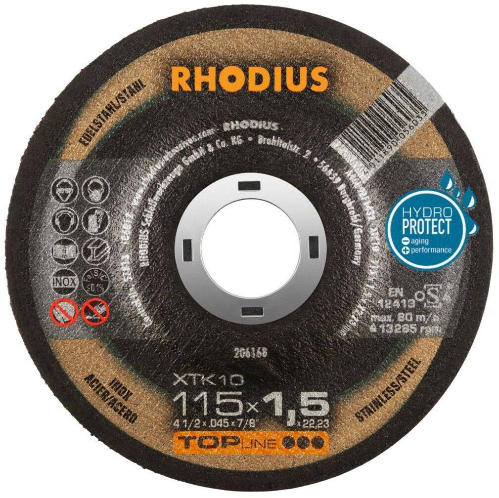 Disques à tronçonner RHODIUS TOPline x TK10 Extra thin 115 x 1,5 x 22,23 mm piece 50