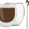 Feelino DUOS double-walled glass 80 ml thermal function including stainless steel spoon Verres à café & à thé