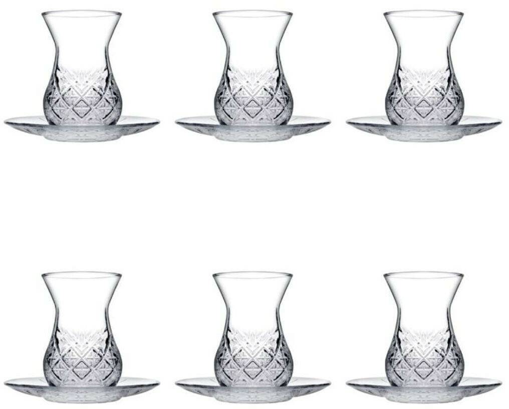 Pasabahce Timeless 12 Piece 155ml Tea Glass and Saucer Set 96992 Verres à café & à thé