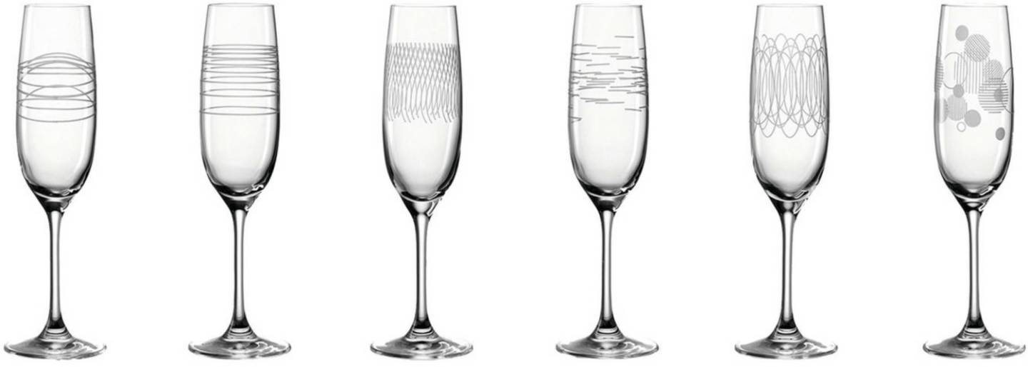 Leonardo Champagne glass CASELLA, set of 6 with engraving, crystal glass, clear, 130 ml, 061798 Verres à champagne