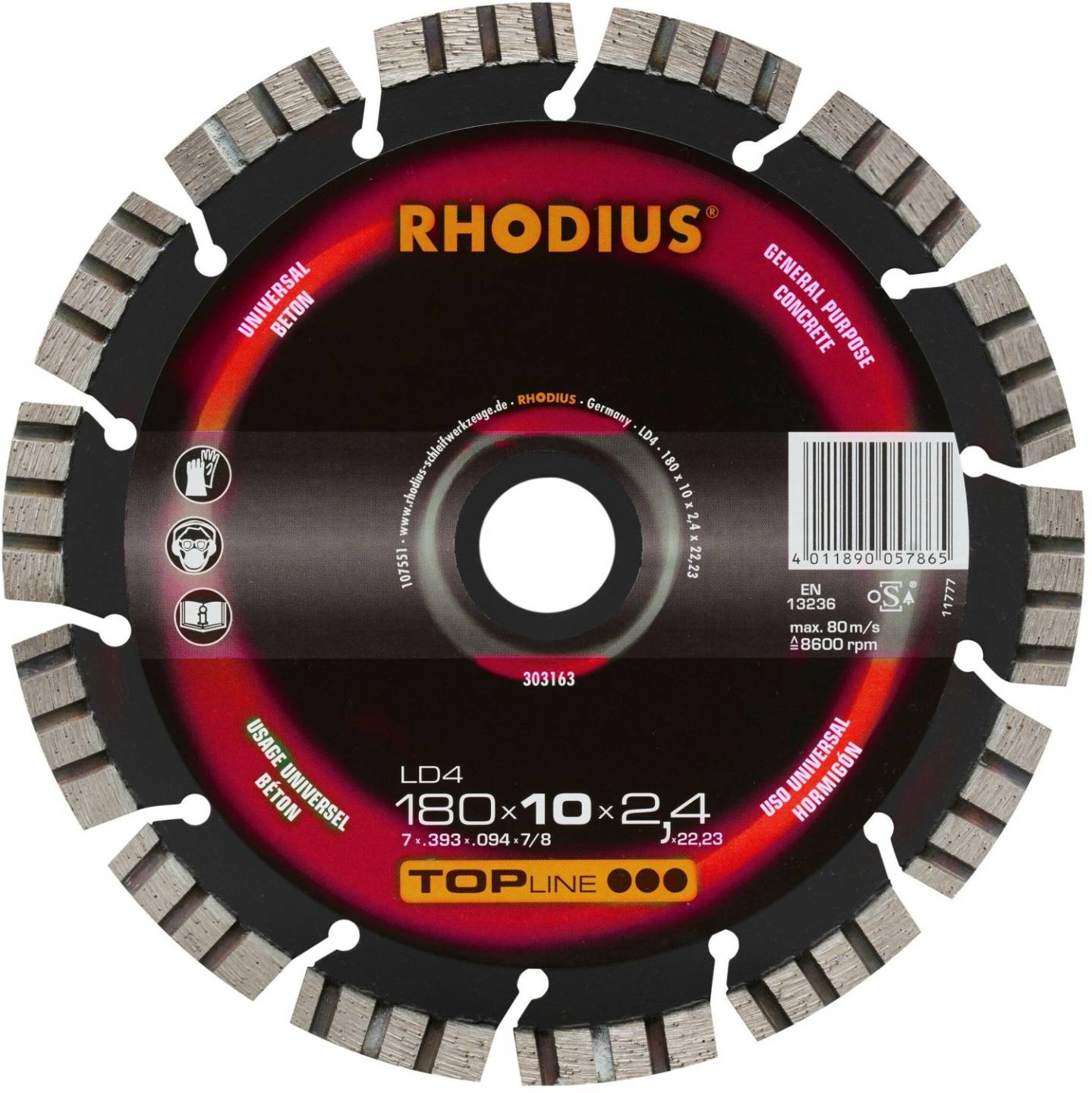 RHODIUS LD4 180 mm (303163) Disques à tronçonner