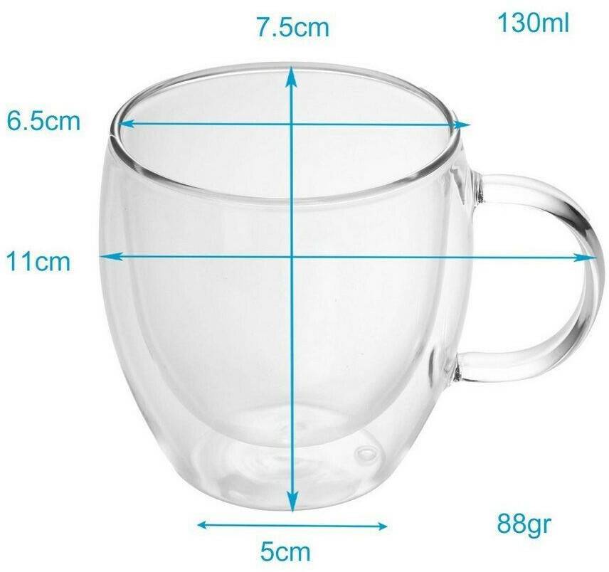 Intirilife 4x double-walled thermo glass set in 100 - 200ml Verres à café & à thé