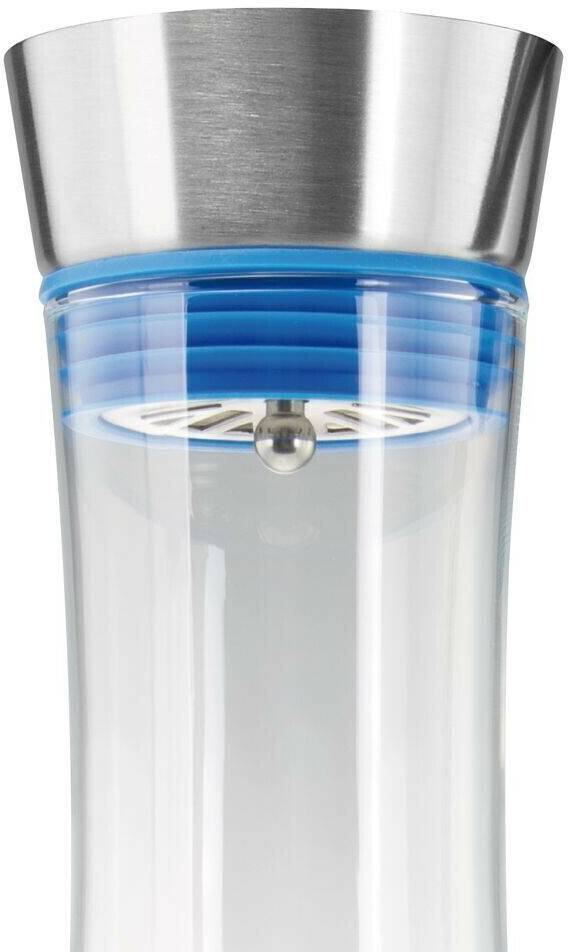 bremermann Glass carafe SVEA 1.2 liters with stainless steel spout, silicone ring in blue Carafes