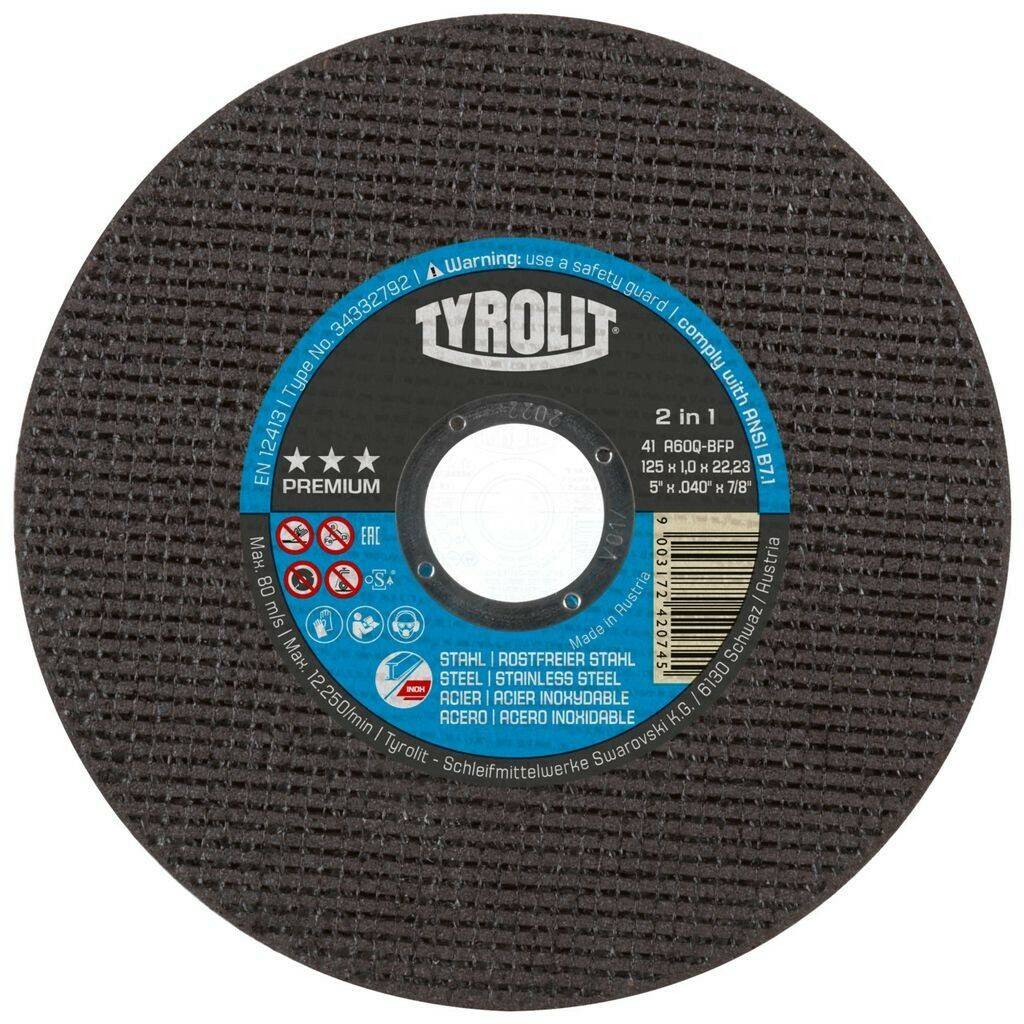 Disques à tronçonner Tyrolit cranked Premium steelstainless steel 115x2,5x22,23mm A 30 Q BFX A