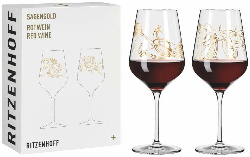 Verres à vin Ritzenhoff Red wine glass set of 2 Sagengold 001, Burkhard Neie, crystal glass, 570 ml, 3401001