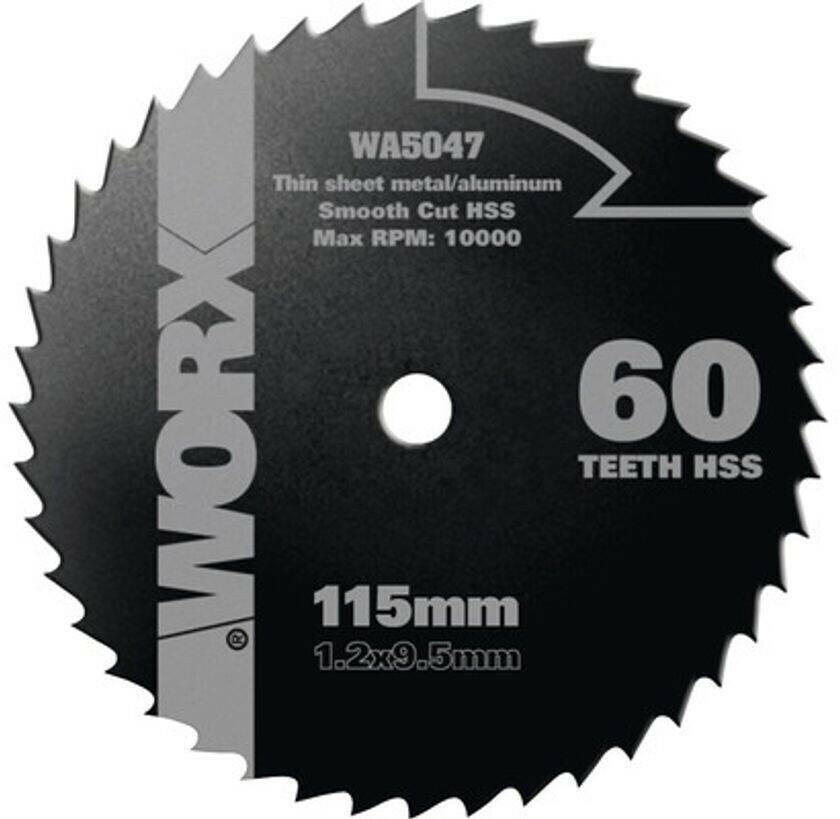 Worx Compact Circular Saw Blade Metal Ø 115x9,5 mm 60 Teeth HSS Accessoires pour scies