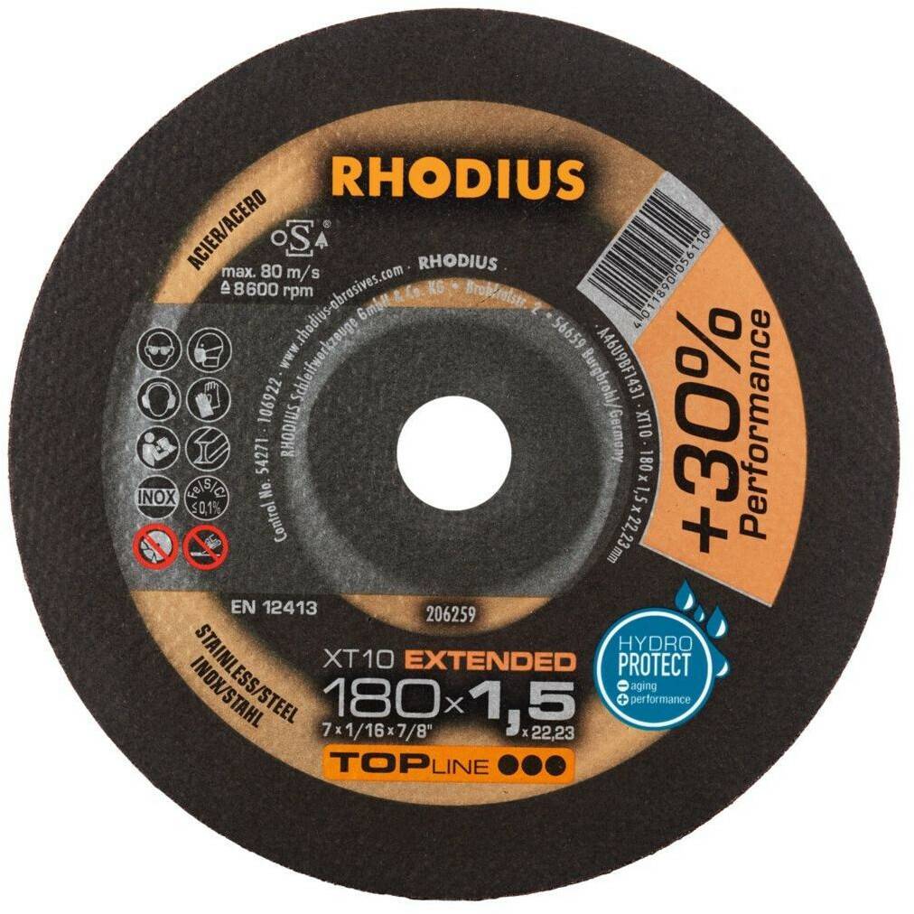 Disques à tronçonner RHODIUS TOPline x T10 Extra thin 180 x 1,5 x 22,23 mm piece 25