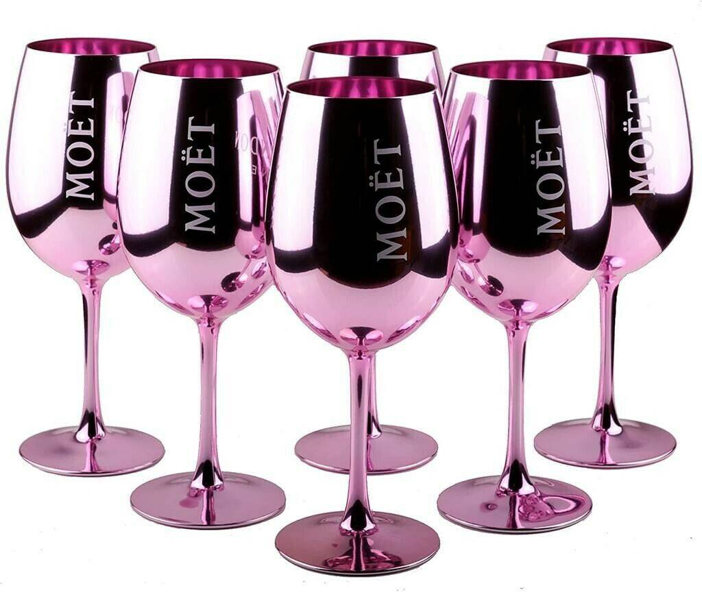 Moët & Chandon 6X Imperial Glasses Real Glass Pink Rose Pink Verres à champagne