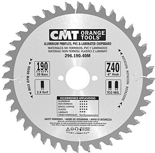 Accessoires pour scies CMT Orange Tools TCG 190 x 2,8 x 30 mm Z40 (296.190.40M)