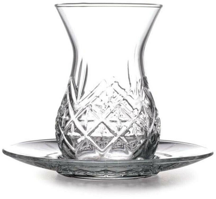 Pasabahce Timeless 12 Piece 155ml Tea Glass and Saucer Set 96992 Verres à café & à thé