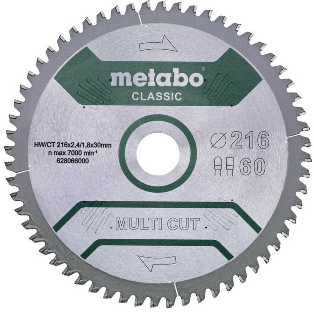 Accessoires pour scies Metabo multi cut - classic 216 x 30 x 2,4 mm 5°neg Z60 (628655000)