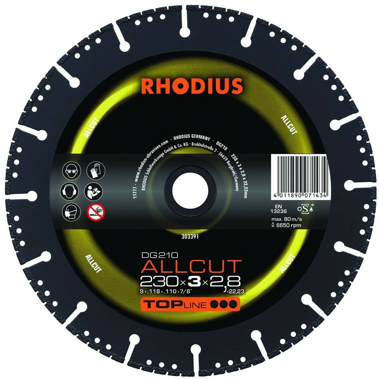 RHODIUS DG210 ALLCUT 230 mm (303391) Disques à tronçonner