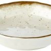 Saladiers APS Bowl -STONE ART- made of melamine, Ø 20 cm, height: 4.5 cm, inside: decor, white, edge: brown