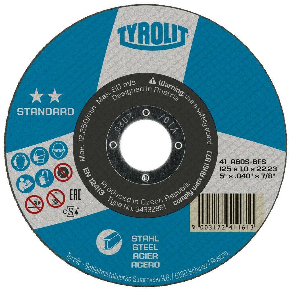 Tyrolit Straight Standard steel 125x1,6x22,23mm A 46 S BFS Disques à tronçonner