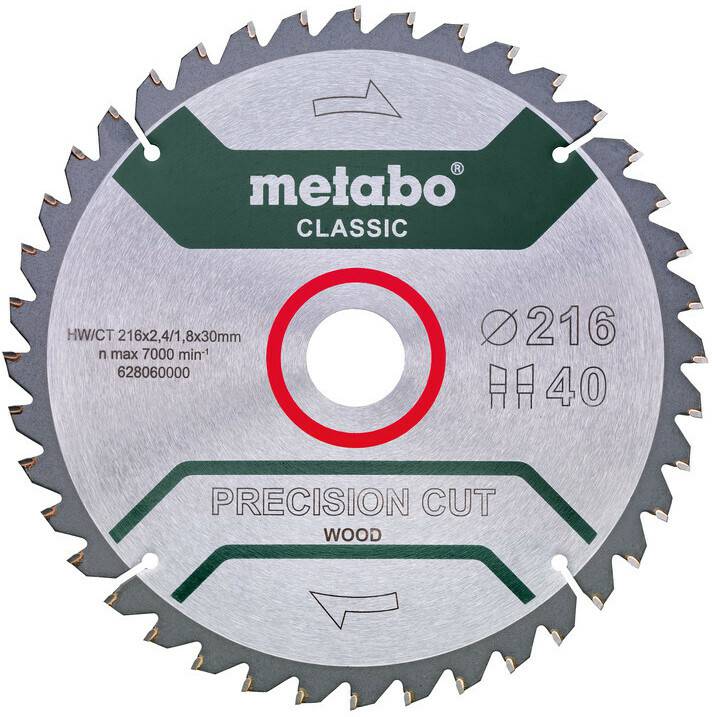 Accessoires pour scies Metabo Precision Cut Wood - Classic 254 x 30 Z40 WZ 20° /B (628326000)