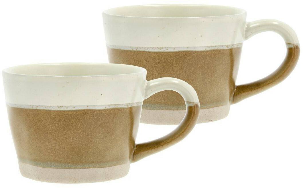 Villa Collection Evig cup with handle 30 cl pack of 2 brown-cream white Mugs & tasses