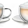 Creano Thermo cup double-walled tea/latte macchiato cappuccino cup with saucer 250ml, set of 2 Verres à café & à thé