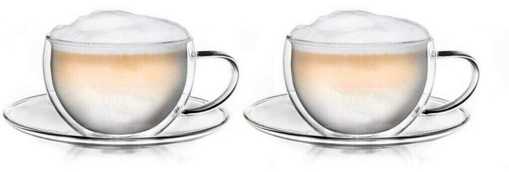 Creano Thermo cup double-walled tea/latte macchiato cappuccino cup with saucer 250ml, set of 2 Verres à café & à thé