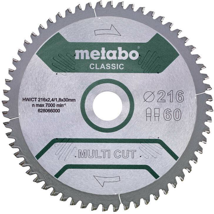 Accessoires pour scies Metabo multi cut - classic 216 x 30 x 2,4 mm 5°neg Z60 (628655000)