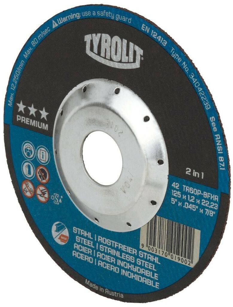 Tyrolit Deep Cut Protection steelstainless steel 125x1,2x22,23mm A 46 Q BFP Disques à tronçonner