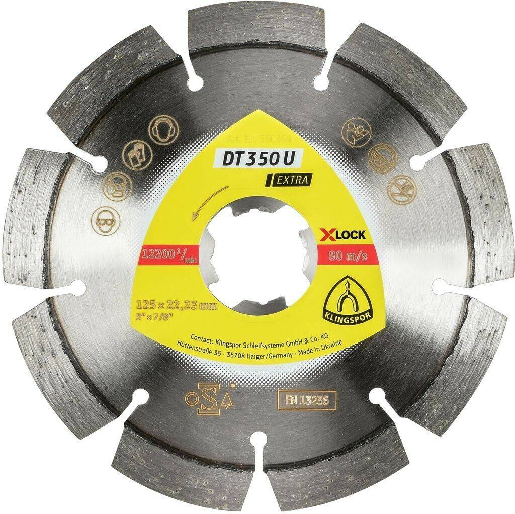 Disques à tronçonner Klingspor Diamond disc DT 350 U XLOCK 115x2,4x22,23mm 8 Segments