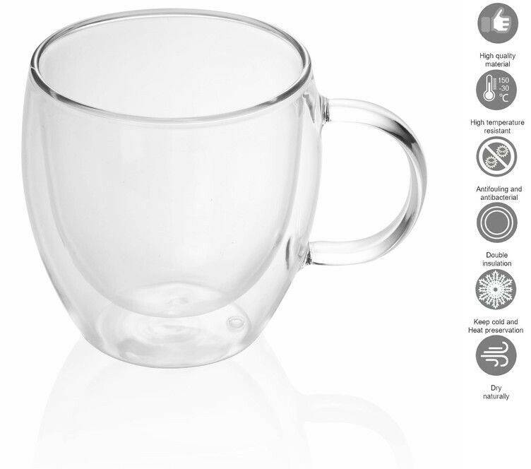 Intirilife 4x double-walled thermo glass set in 100 - 200ml Verres à café & à thé